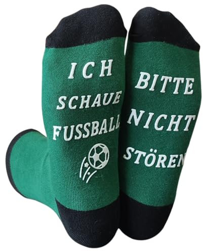 Himozoo Neuheit Lustige Socken Fußball Geschenke, BITTE NICHT STÖREN, ICH SCHAUE FUSSBALL -Funny Socks für Männer, Frauen und Fußballliebhaber (Grün-FUSSBALL)
