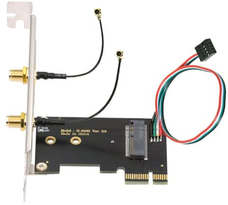 CY Card Wireless NGFF A/E-Key WiFi Card to PCI-E Express 1x Adapter for WLAN Wifi6 Wifi7 Bluetooth (PCIE to A+E)