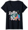 Damen 10. Geburtstag Rollschuhlaufen Party Outfit Rollschuh Mädchen T-Shirt mit V-Ausschnitt