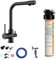 BieTal® Trinkwasserfilter Aktivkohle mit 3-Wege Wasserhahn Messing Schwarz Matt für sauberes & frisches Wasser für dein Zuhause Praxis Büro Wohnmobil Aktivkohlefilter Wasserfiltersystem & Wasserstop
