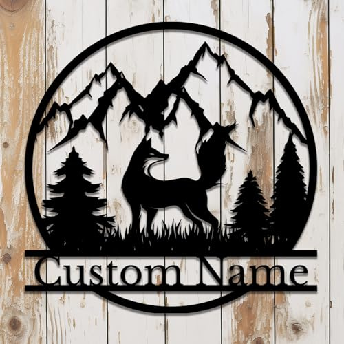 Survalue Personalisierte Fuchs-Metall-Wanddekoration, einzigartige Metall-Wandkunst, personalisiertes Fuchs-Namensschild, Fuchs-Dekoration (Fuchs E)
