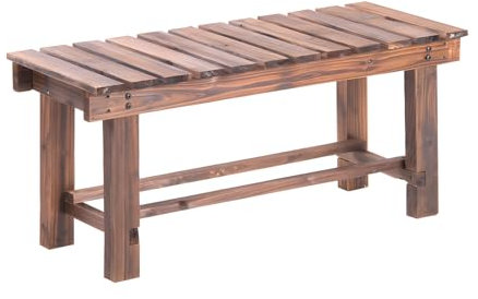 WTTTTW Rustikale hölzerne Garten-Bank-Sitz, im Freienholz-Gartenbänke Möbel-Dekoration, Garten-Balkon-Patio-Hinterhof, um das Lagerfeuer, natürlich,Double bar,35.4''