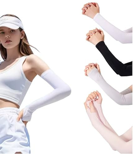 QZLSAYSL Manicotti Braccia,Manicotti Pallavolo,8 Copribraccia Per Uomo, Donna E Ragazzo Per Coprire I Tatuaggi, Fattore Di Protezione Solare Upf 50 (Bianco + Rosa + Nero + Grigio (Donna))