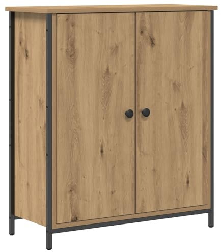 vidaXL Sideboard Artisan Eiche 70 x 30 x 80 cm aus Holzwerkstoff und Stahl, Schwarze Griffe, perfekt zum Servieren und Organisieren, modernes Möbelstück, schicker Schrank für stylisches Wohnen
