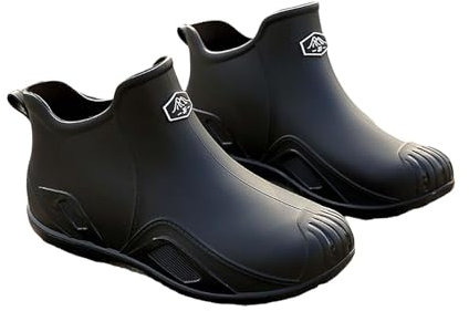 Stivali di gomma da uomo, corti, da pioggia, impermeabili, da giardino, da lavoro, da lavoro, da pesca, in gomma, Nero , 40 EU