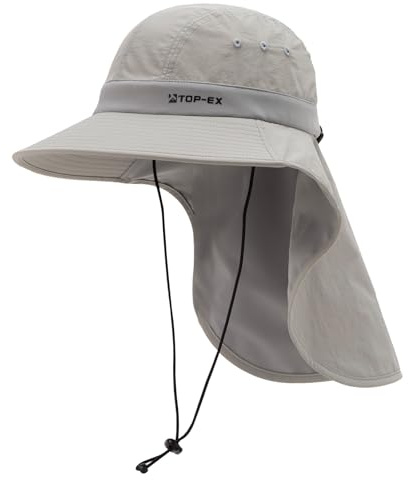 TOP-EX UPF 50 Sonnenhut Herren, breite Krempe mit Nackenschutz, faltbar | kühlendes Schweißband, UPF 50 Sonnenschutz, luftige Mesh-Einsätze, für Wandern Angeln Gartenarbeit, großzügige Schattenkrempe