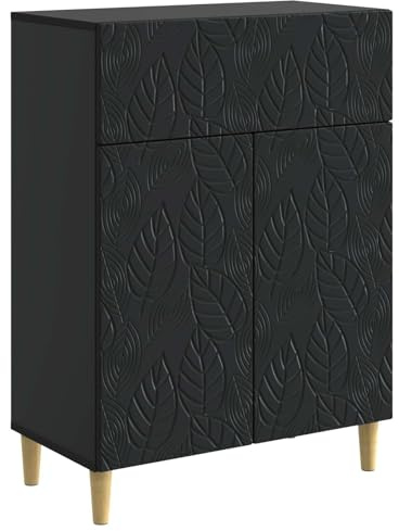 Mhdvray Buffet Noir 66 x 34,5 x 90 cm, Bahut Vintage en Bois d'Ingénierie avec 2 Portes et 1 Tiroir, Meuble de Rangement Pratique pour Salon, Salle à Manger et Entrée, Style Rétro
