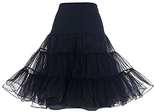 DRESSTELLS 50s Sottogonna Petticoat Organza Retro Vintage Mini gonne Puffy Rockabilly,Black S
