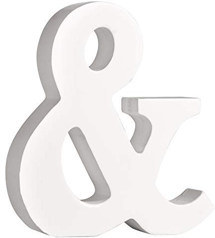 Rayher 62678000 MDF- Zeichen &, weiß, 11 cm, Stärke 2 cm, 3D-Buchstaben Holz, Holz-Buchstaben groß