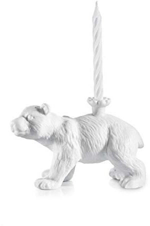 Donkey Products Happy Zoo Day Knut, Kerzenhalter, mit 4 Kerzen, Porzellan, Weiß, 14 cm, 210792