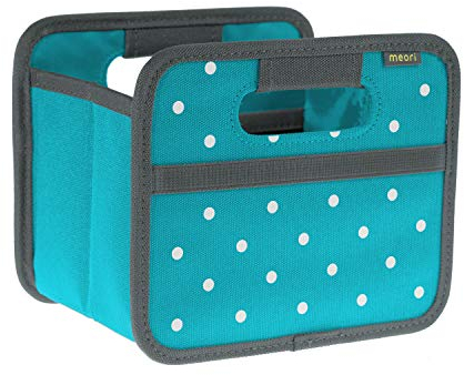 meori Faltbox Mini in Azurblau mit Punkten – Kleine Klappbox mit Griffen – Geschenkidee und Allzweck Aufbewahrungslösung - A100303 - 16,5 x 12,5 x 14 cm