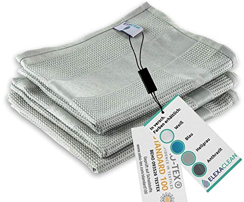 ELEXACLEAN Geschirrtücher Microfaser (3er Set, 68x42 cm, grau) saugstark, waschbar bis 60°C, Geschirrhandtücher, Handtücher Küche modern