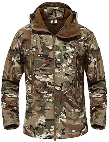SZAWSL Veste militaire imperméable en softshell pour homme avec doublure en polaire, Camouflage, Veste tactique,L,CP