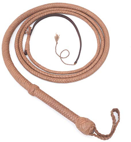 LB'S WHIP Indiana Jones Style - Frustino in Vera Pelle Bovina, 3,5 m, 8 trecce
