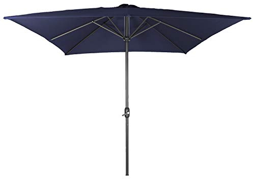 Mojawo Sonnenschutz Kurbelschirm Rechteck Marktschirm Gartenschirm Sonnenschirm Aluminium Schirm 3m x 2m, Farben:Blau