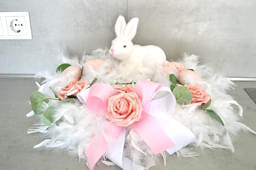 Osterkranz Ostergesteck Tischkranz Federn Hase Kunstblumen Oster Deko Ostern