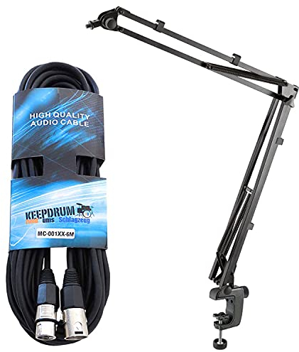 K&M 23840 Mikrofonarm Gelenkarm-Stativ + keepdrum XLR-Kabel