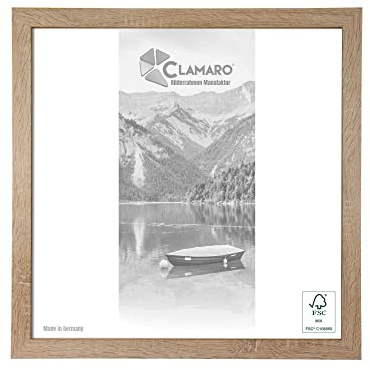 CLAMARO Bilderrahmen Collage, eckig, 100x100 cm, Eiche Sonoma, Acrylglas | Außenmaß ca. 104,8x104,8 cm, MDF-Holzleiste, HDF-Rückwand, Metallaufhänger für Hoch- und Querformat, handgefertigt