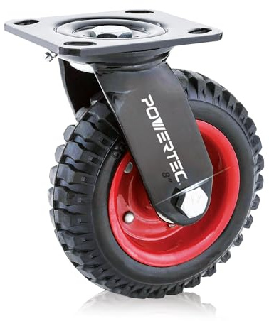 POWERTEC 17051V Schwerlast-Industrierolle, 20,3 cm, 1 Stück, Drehgelenk, 20,3 cm
