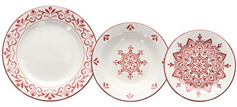 Tognana Evelin, Service de vaisselle pour 6 personnes, 18 pièces, Stoneware, Rouge