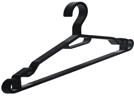 Berlona Kleiderbügel ultraflach | 10 Stück | Moderne Bügel aus Kunststoff | Platzsparend, universell, rutschfest | 41 cm x 18,5 cm | Bügel für Jacken, Mäntel, Kleider, Hemden, Hosen, Gürtel | Schwarz