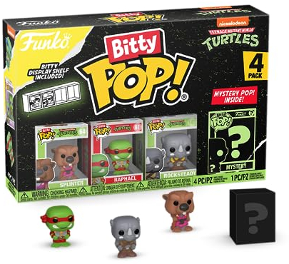 Funko Bitty Pop! Teenage Mutant Ninja Turtles - Splinter, Raphael, Rocksteady und eine Überraschungs-Mini-Figur - 0.9 Inch (2.2 cm) - TMNT Sammlerstück Stapelbares Display-Regal Inklusive - TV Fans