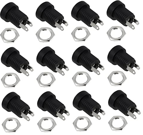 VILLFUL 2er-Pack Dc-netzadapter Schwarze Dc-strombuchsen Panel-Montage-steckverbinder mit Muttern für Elektronik Stück * 2