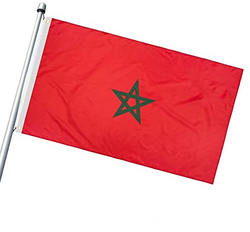 Bandiera nazionale del Marocco, 90 x 150 cm, in poliestere spesso 3 x 5 m, bandiera del Marocco | durevole bandiera country per casa, giardino e prato Halatua