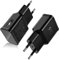 Chargeur Rapide 15W 2 en 1, Bloc Mural USB Compatible pour Samsung Galaxy S23/S22/A80/A54 Adaptateur Secteur pour Téléphone/Tablette - Noir