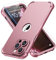 ORETECH Coque pour iPhone 14 Pro + 2 Pièces Verre Trempé Protection écran, Antichoc Souple Silicone TPU Arrière Rigide PC Avant Housse de Protection pour iPhone 14 Pro Case 6,1 Or Rose
