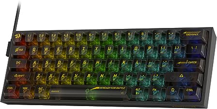 Redragon K617 SE 60% Wired RGB Gaming Keyboard, 61 Keys Compact Full-Transparent Mechanical Keyboard w/Translucent Board, Custom Linear Switch, Pro Driver/Software Supported