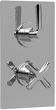 nuie CLL3210 Aztec Modern Bathroom Twin Concealed Thermostatic Shower Valve - 1 Outlet, 215mm, Chrome
