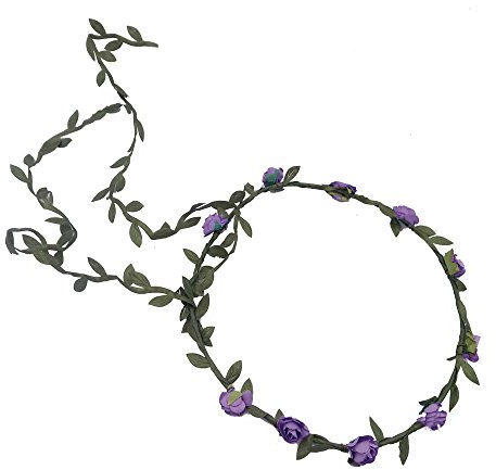 Damen Blumenkranz Blume Krone Stirnband Haarschmuck Blumenstirnband Boho Blumen Haarband Braut Blume Haarreif Stirnband mit Blättern,für Hochzeit Party Festival Geburtstag,Lila