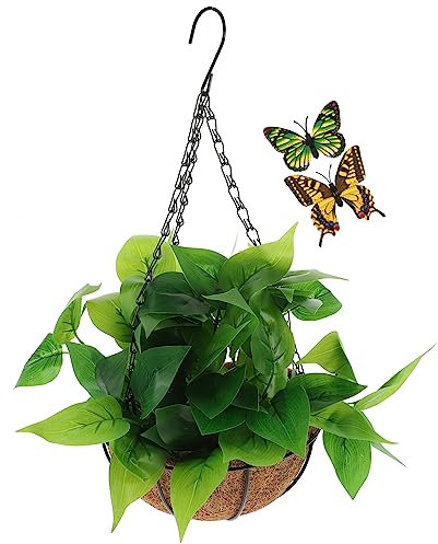 Abaodam Künstlicher Blumenkorb Gartenkorb Heimdekoration Gartendekoration Eisen Kunststoff Schwamm Künstliche Pflanze Bauernhaus-Dekoration Tischpflanze Künstliche