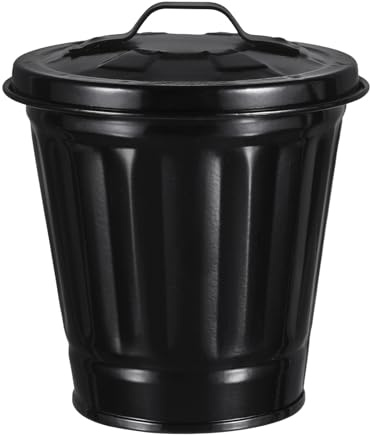 BUGUUYO Kreativer Tischmülleimer Mit Deckel 4.33X3.54X3.54In Kleiner Desktop Abfallbehälter Im Blumentopf Design Für Küche Und Home Office Praktischer Mini Mülleimer Aus Eisen