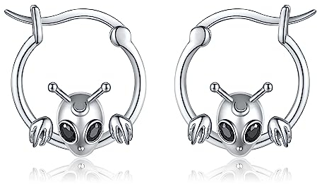 VENACOLY Alien Ohrringe 925 Sterling Silber Weltraum Hoop Ohrringe Lustiger Alien Schmuck Geschenke für Frauen und Mädchen