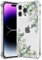 RALEAVO Compatible with iPhone 15 Pro Max (6.7) Clear Floral Case Girly Soft Slim Bumper Case with Flower Pattern for iPhone 15 Pro Max-Leaf Pattern