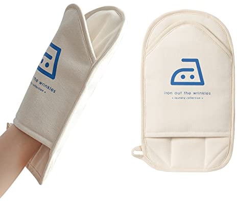 SHIMOYAMA Bügelhandschuh, 1 Pack, Großer dicker Hitzeschutzhandschuh für den Dampfgarer, Bügelhilfe Handpad, Hitzebeständiger Mitt für Kleidung, Off-white