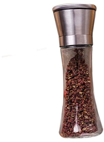 HEMOTON Salz Und Pfeffermühle Aus Edelstahl Handgehalten Schmaler Taillenstil Transparenter Körper Für Füllstandsanzeige Sicherer Griff Rutschfester Boden Für Tischdekoration