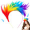 YKHSUAOU Bunt Feder Stirnband Regenbogen Feder Haarreif 20er Jahre Stirnband Feder Haarreif Regenbogen-Feder-Kopfbedeckungen Rainbow Federkopfbedeckung für Cosplay Karneval Halloween Party