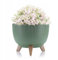 HowHomely Deko Blumentopf mit 3 Beinen Hoch 20 cm - Grün Blumenübertopf - Langlebige und Leichte Übertopf 25 cm Durchmesser