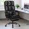 ELFORDSON Office Chair with Dual Paddings, Computer Executive Desk Chair with Footrest Armrests, High Back 150° Recliner Tilting 360° Swivel, PU Leather, Glossy Black