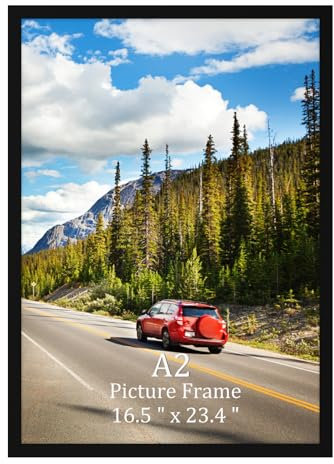 Giftgarden Bilderrahmen A2 Schwarz, Aluminium Rahmen für 42 x 59,4 cm Fotos, Zertifikate und Poster - Großer Posterrahmen, Einzel Fotorahmen