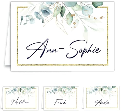 50 Zauberhafte Tischkarten Namenskarten zum selbst beschriften Hochzeit | Geburtstag | Konfirmation | Silberhochzeit |Taufe Feier Namensschilder Jubiläum