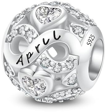 ChenYuTe 925 Sterling Silber Birthstone Anhänger mit 5A Square Crystal Zirkon, Openworked Bead Love für Pandora Armband Halskette Schmuck - Frauen Geschenk bevorzugt