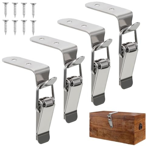 90 Degree Hook Lock Bolt, 304 Stainless Steel Safety Angle Locking Latch, Right Angle Toggle Latch, Angle Toolbox Lock for Door Window Drawer Toolbox Closet Cabinet Case Box