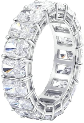 Stfery Weissgold Ring Damen 585 Ringe für Frauen 0.3ct Radiant Moissanit Ring Damen