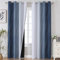 VEHEDE Ombre Farbverlauf Dunkelblau und Weiß Schallschutz Blickdichte Vorhänge Wohnzimmer, Thermovorhang Hitzeschutz Gegen Kälte Gardinen mit Ösen, Raumteiler Vorhang, H 244 x B 132 cm, 2er Set