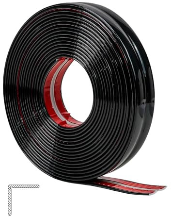 ZOWZOW Zierleisten Selbstklebend, Kantenschutz Leisten, Selbstklebende Dekorleisten Wandleisten, L-förmiger Eckenschutz, Flexible Eckverkleidung für Decke Möbel Küchenarbeitsplatte Schwarz 2 cm ×6,1m