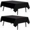 2 Pièces Nappe Noire rectangulaire, Nappe Noire Tissu Décoratif Nappe Noire Polyester Tissu de Table rectangulaire Housses de Table Noire lavables pour Mariage, Fête, Banquet (145*275cm)